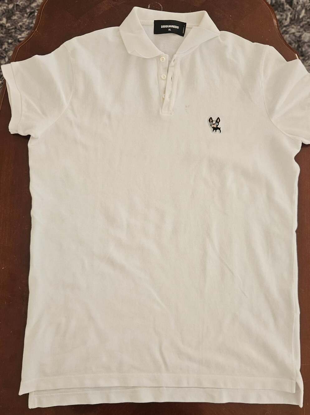 DSquared2 Polo Shirt Size XL White French Bulldog Embroidered Logo